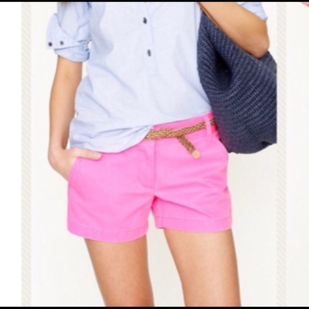 J. Crew Neon Hot Pink Chino Broken-in Shorts size 0